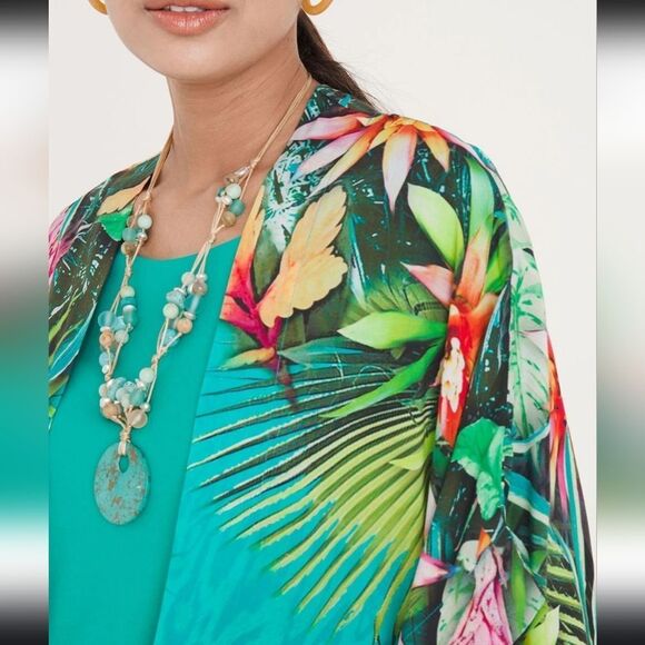Chicos Tropical-Print Ruana Wrap Size Small/medium - Picture 10 of 10